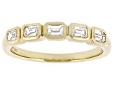 Emerald Cut White Lab-Grown Diamond H SI1 10K Yellow Gold Band Ring 0.50ctw