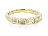 Emerald Cut White Lab-Grown Diamond H SI1 10K Yellow Gold Band Ring 0.50ctw
