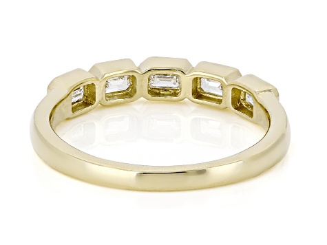 Emerald Cut White Lab-Grown Diamond H SI1 10K Yellow Gold Band Ring 0.50ctw