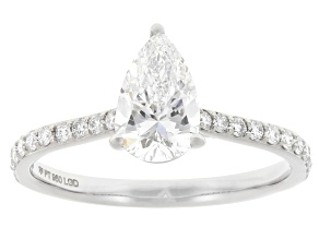 Certified Pear Shape Lab-Grown Diamond F VS2 Platinum Solitaire Ring 1.25ctw