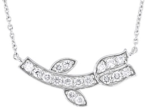 Lab-Grown Diamond G-H VS Rhodium Over Sterling Silver Flower Necklace 0.50ctw