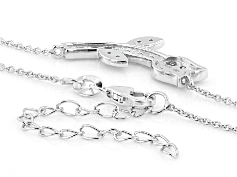 Lab-Grown Diamond G-H VS Rhodium Over Sterling Silver Flower Necklace 0.50ctw