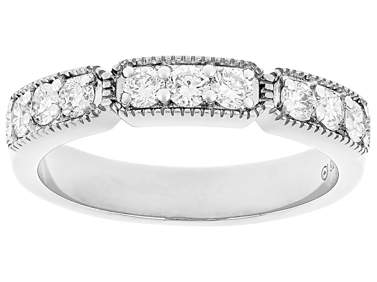 Lab-Grown Diamond G-H VS Rhodium Over Sterling Silver Band Ring 0.50ctw