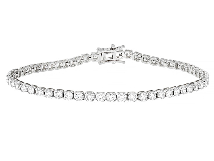 White Lab-Grown Diamond H SI Rhodium Over Sterling Silver Tennis