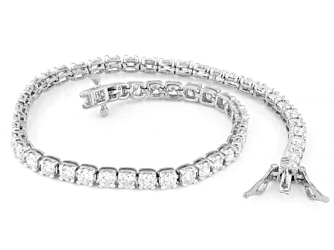 White Lab-Grown Diamond H SI Rhodium Over Sterling Silver Tennis