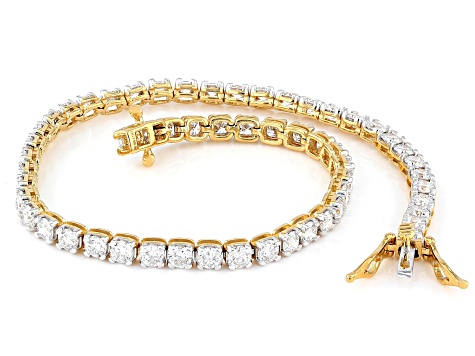 White Lab-Grown Diamond H SI 14K Yellow Gold Over Sterling Silver Tennis Bracelet 5.00ctw