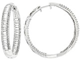 Baguette and Round White Lab-Grown Diamond H SI 10K White Gold Inside-Out Hoop Earrings 3.00ctw