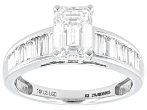 Emerald Cut and Baguette Lab-Grown Diamond F SI 14K White Gold Ring 2.00ctw