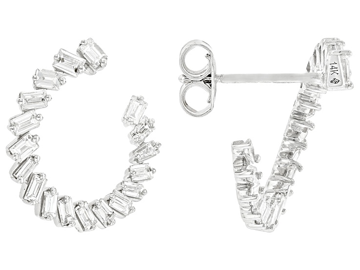 Baguette White Lab-Grown Diamond F SI 14K White Gold Earrings 1.00ctw