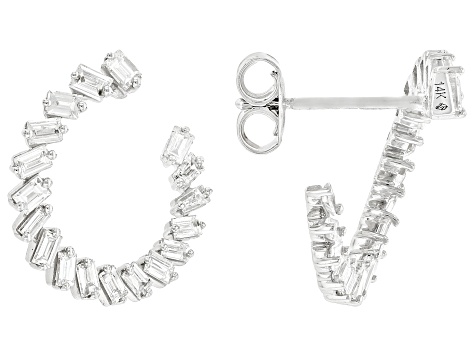Baguette White Lab-Grown Diamond F SI 14K White Gold Earrings 1.00ctw
