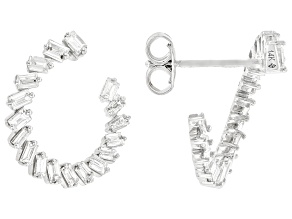 Baguette White Lab-Grown Diamond F SI 14K White Gold Earrings 1.00ctw