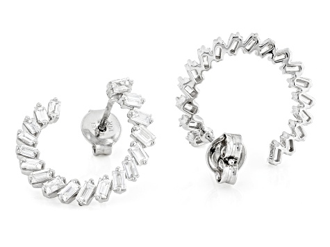Baguette White Lab-Grown Diamond F SI 14K White Gold Earrings 1.00ctw