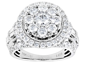 White Lab-Grown Diamond H SI 10K White Gold Cluster Ring 3.00ctw