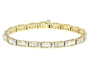 White Lab-Grown Diamond H SI 10K Yellow Gold Tennis Bracelet 5.00ctw