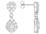 Pear Shape and Round White Lab-Grown Diamond G-H SI 14K White Gold Dangle Earrings 2.50ctw