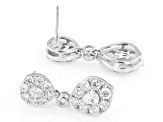 Pear Shape and Round White Lab-Grown Diamond G-H SI 14K White Gold Dangle Earrings 2.50ctw