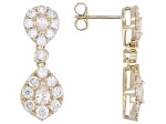 Pear Shape and Round White Lab-Grown Diamond G-H SI 14K Yellow Gold Dangle Earrings 2.50ctw