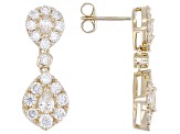 Pear Shape and Round White Lab-Grown Diamond G-H SI 14K Yellow Gold Dangle Earrings 2.50ctw