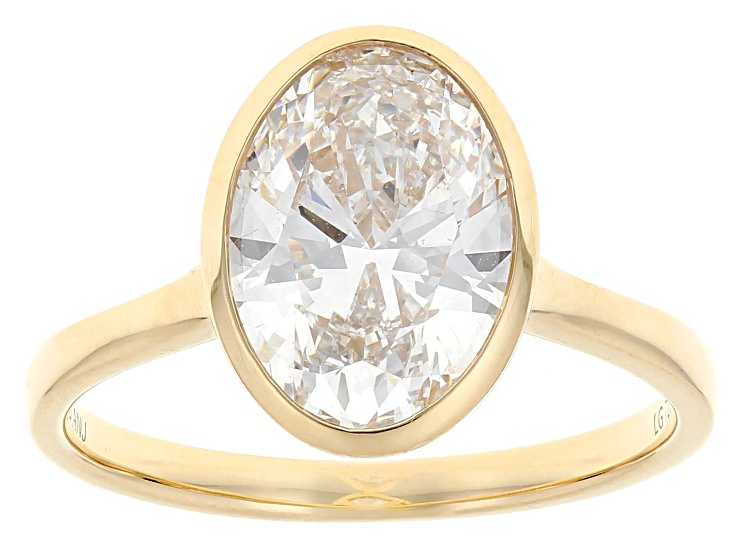 Oval White Lab-Grown Diamond F VS2 14K Yellow Gold Solitaire Ring