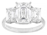 Certified Emerald Cut White Lab-Grown Diamond F VS2 14K White Gold 3-Stone Ring 5.15ctw