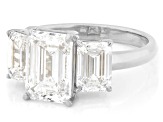 Certified Emerald Cut White Lab-Grown Diamond F VS2 14K White Gold 3-Stone Ring 5.15ctw