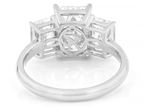 Certified Emerald Cut White Lab-Grown Diamond F VS2 14K White Gold 3-Stone Ring 5.15ctw