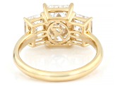 Certified Emerald Cut White Lab-Grown Diamond F VS2 14K Yellow Gold 3-Stone Ring 5.15ctw