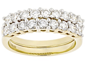 White Lab-Grown Diamond H SI 14K Yellow Gold Over Sterling Silver Set of 2 Band Rings 1.25ctw