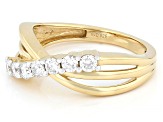 White Lab-Grown Diamond H SI 14K Yellow Gold Over Sterling Silver Crossover Ring 0.50ctw