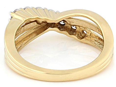 White Lab-Grown Diamond H SI 14K Yellow Gold Over Sterling Silver Crossover Ring 0.50ctw