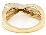 White Lab-Grown Diamond H SI 14K Yellow Gold Over Sterling Silver Crossover Ring 0.50ctw