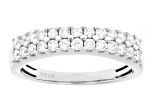 White Lab-Grown Diamond H SI Rhodium Over Sterling Silver Band Ring 0.60ctw