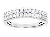 White Lab-Grown Diamond H SI Rhodium Over Sterling Silver Band Ring 0.60ctw