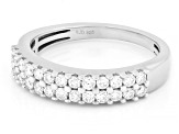White Lab-Grown Diamond H SI Rhodium Over Sterling Silver Band Ring 0.60ctw