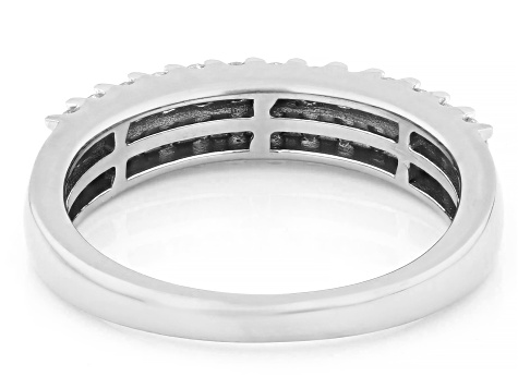 White Lab-Grown Diamond H SI Rhodium Over Sterling Silver Band Ring 0.60ctw