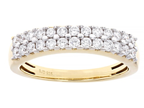 White Lab-Grown Diamond H SI 14K Yellow Gold Over Sterling Silver Band Ring 0.60ctw