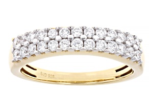 White Lab-Grown Diamond H SI 14K Yellow Gold Over Sterling Silver Band Ring 0.60ctw