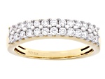 White Lab-Grown Diamond H SI 14K Yellow Gold Over Sterling Silver Band Ring 0.60ctw