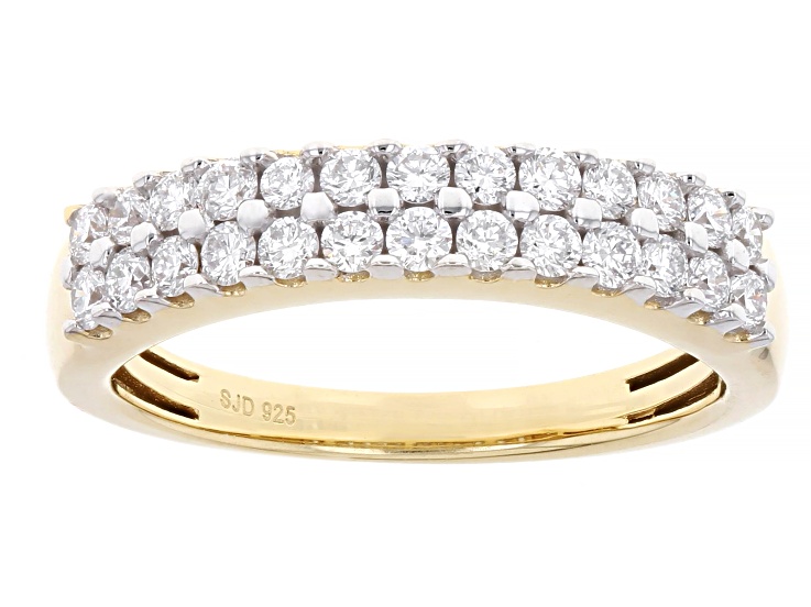 White Lab-Grown Diamond H SI 14K Yellow Gold Over Sterling Silver Band Ring 0.60ctw