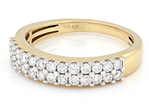 White Lab-Grown Diamond H SI 14K Yellow Gold Over Sterling Silver Band Ring 0.60ctw