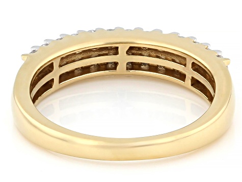 White Lab-Grown Diamond H SI 14K Yellow Gold Over Sterling Silver Band Ring 0.60ctw