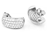 White Lab-Grown Diamond H SI Rhodium Over Sterling Silver J-Hoop Earrings 2.20ctw