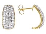 White Lab-Grown Diamond H SI 14K Yellow Gold Over Sterling Silver J-Hoop Earrings 2.20ctw