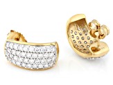 White Lab-Grown Diamond H SI 14K Yellow Gold Over Sterling Silver J-Hoop Earrings 2.20ctw