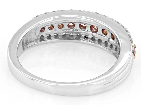Pink and White Lab-Grown Diamond Rhodium Over Sterling Silver Ring