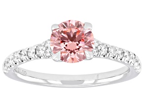 Certified Pink and White Lab-Grown Diamond 10K White Gold Ring 1.30ctw
