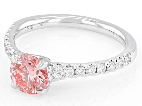 Certified Pink and White Lab-Grown Diamond 10K White Gold Ring