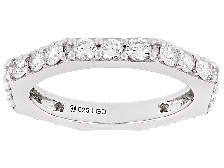 White Lab-Grown Diamond Rhodium Over Sterling Silver Band Ring 1.30ctw