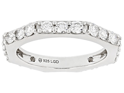 White Lab-Grown Diamond Rhodium Over Sterling Silver Band Ring 1.30ctw