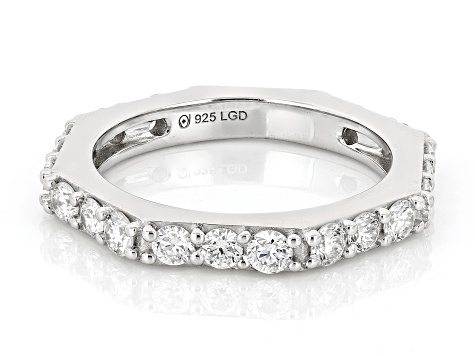 White Lab-Grown Diamond Rhodium Over Sterling Silver Band Ring 1.30ctw